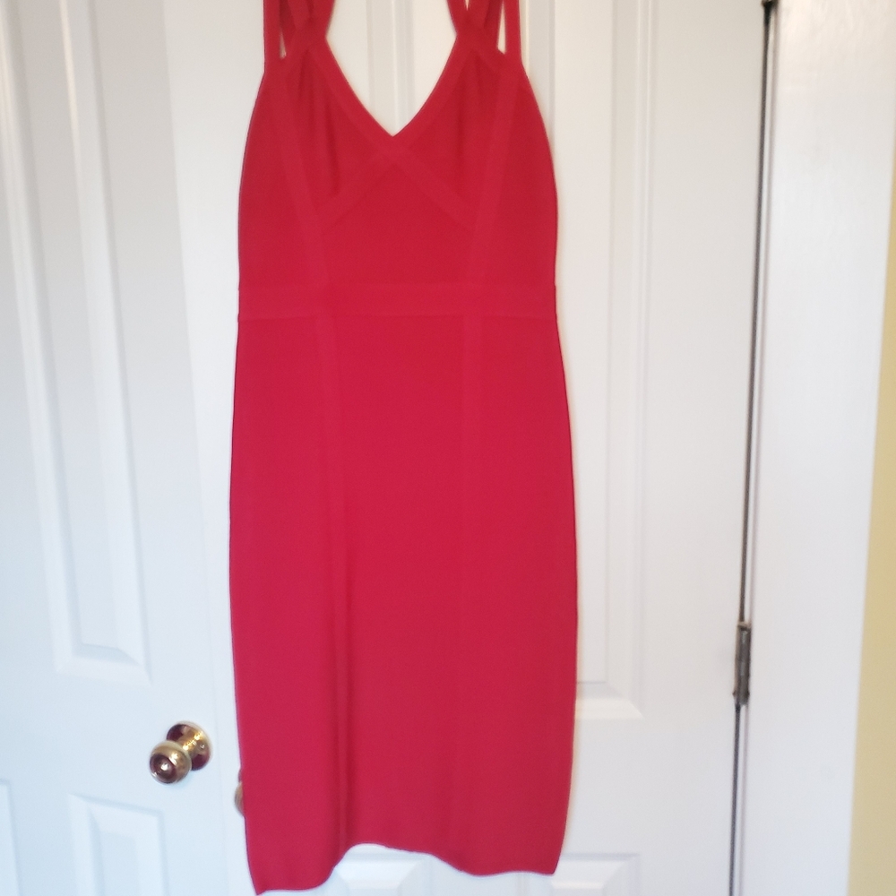 BeBe red bodycon dress, M